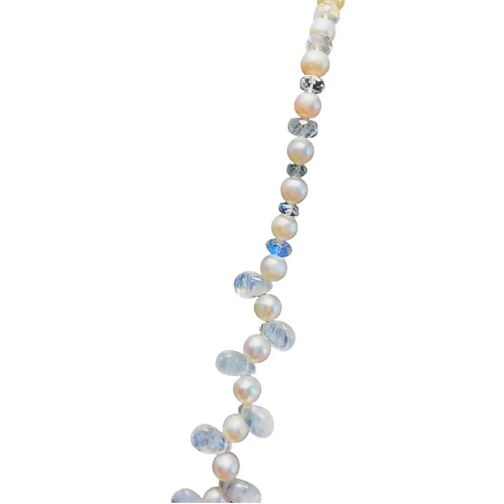 Hand Made Moonstone Pearl Statement Necklace